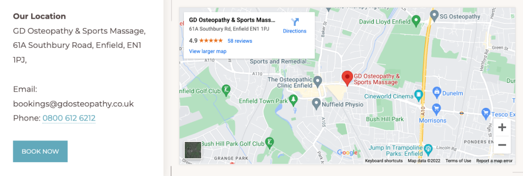 Enfield Sports Massage Location at GD Osteopathy & Sports Massage Enfield